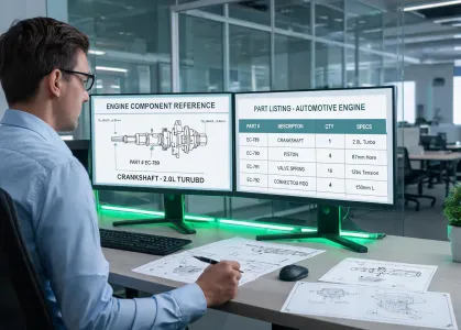 Catalog analyst reviewing MAHLE engine component references